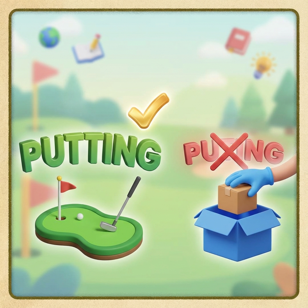 Putting vs Puting Spelling Illustration